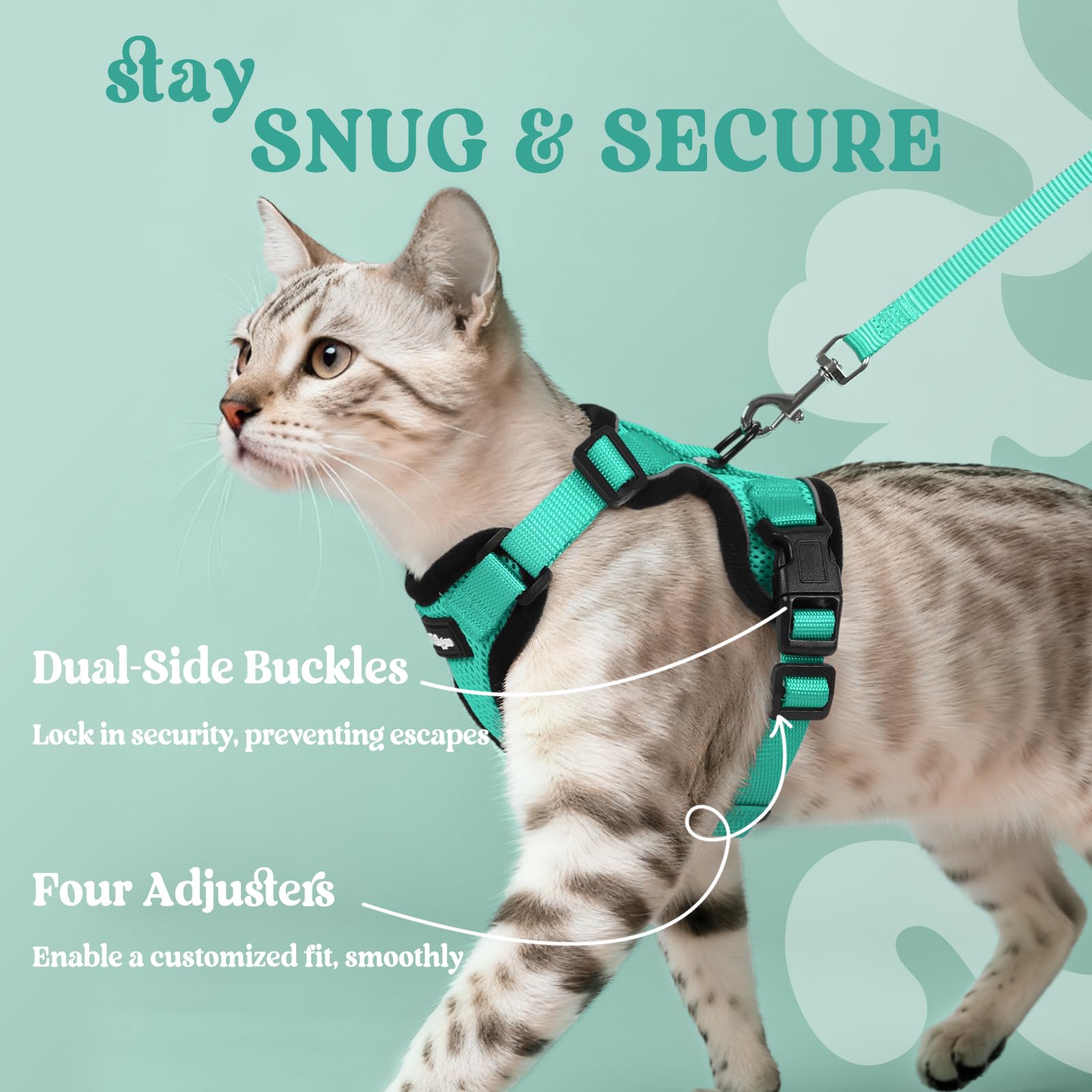 rabbitgoo Cat Harness and Leash Set, Escape Proof Vest, Emerald