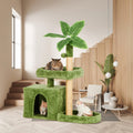 TSCOMON 31.5in Multi-Level Cat Tower with Sisal Scratching Posts, Hidden Cave & Perch Platform, Large Cat Condo for 1-3 Cats, Eco-Friendly Pet Furniture with Realistic Leaves, Green