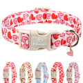 Babole Pet Valentines Dog Collar for Small Dogs - Pink Valentine Hearts Dog Collars, Girly Love Female Dogs Collars, Lightweight Adjustable Cute Puppy Collar with Quick-Release Buckle S