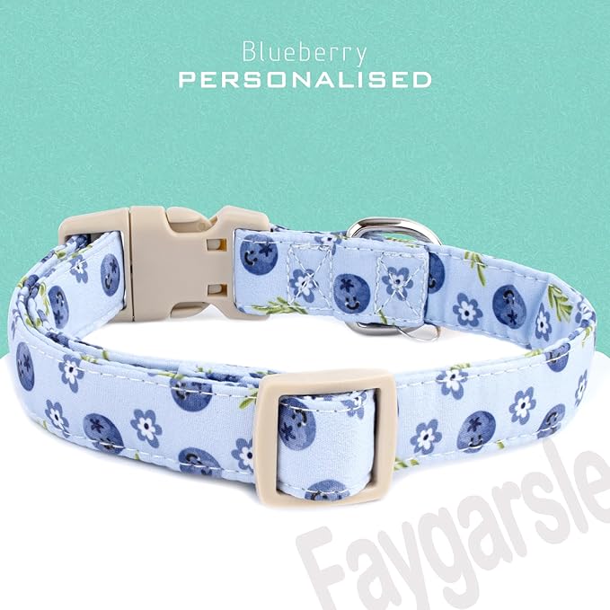 Faygarsle Blueberry Pattern Dog Collar for for Summer Small Medium Large Dogs Light Blue, M