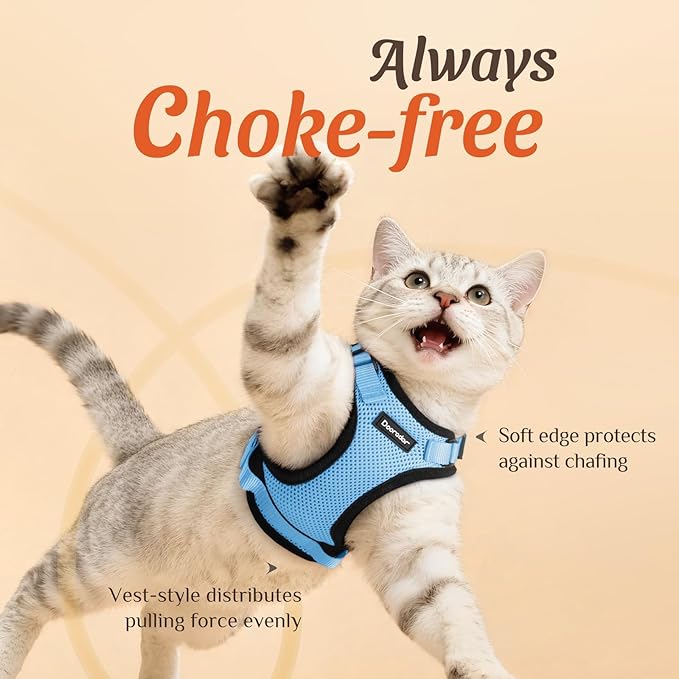Dooradar Cat Harness and Leash Set, Adjustable and Escape Proof, S