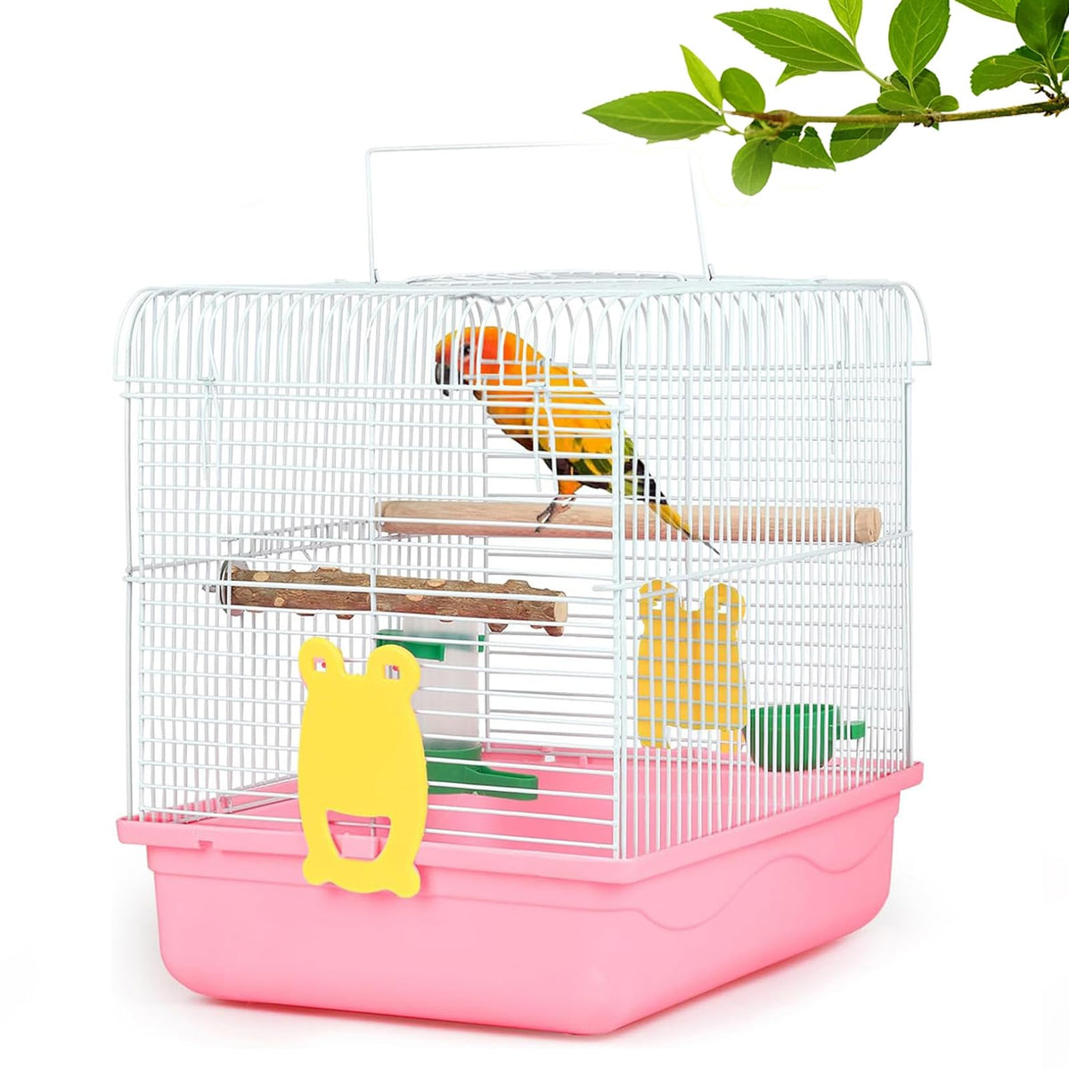 Small Bird Cage for Travel, Parrot Carrier with Handle 9.5"L x 12"W x 12"H