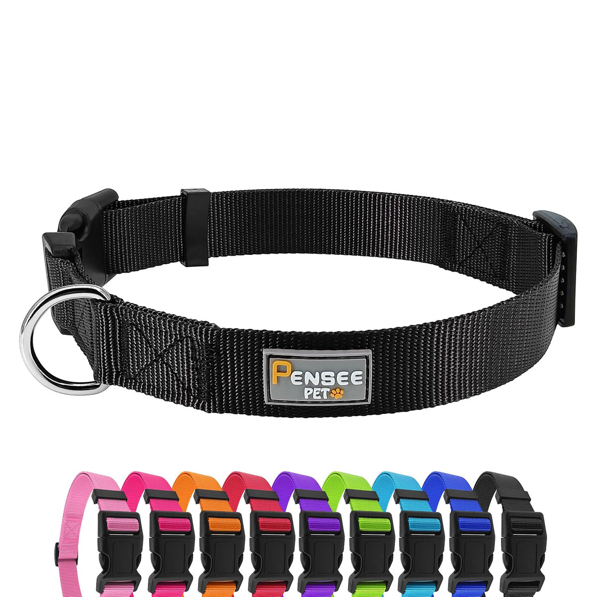 PenSeepet Basic Dog Collar, Adjustable Nylon for Medium Dogs, Green