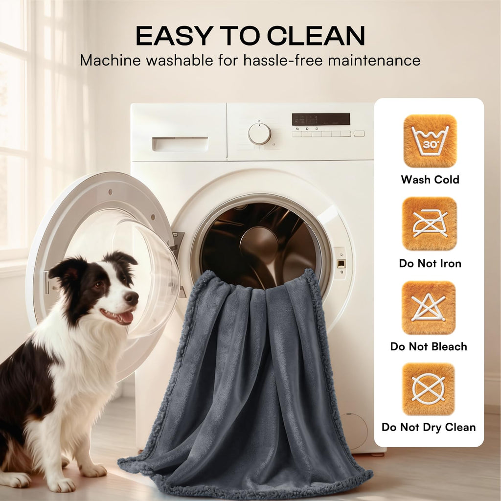 Luciphia Waterproof Blanket for Large Dog, Reversible Sherpa Bed Cover