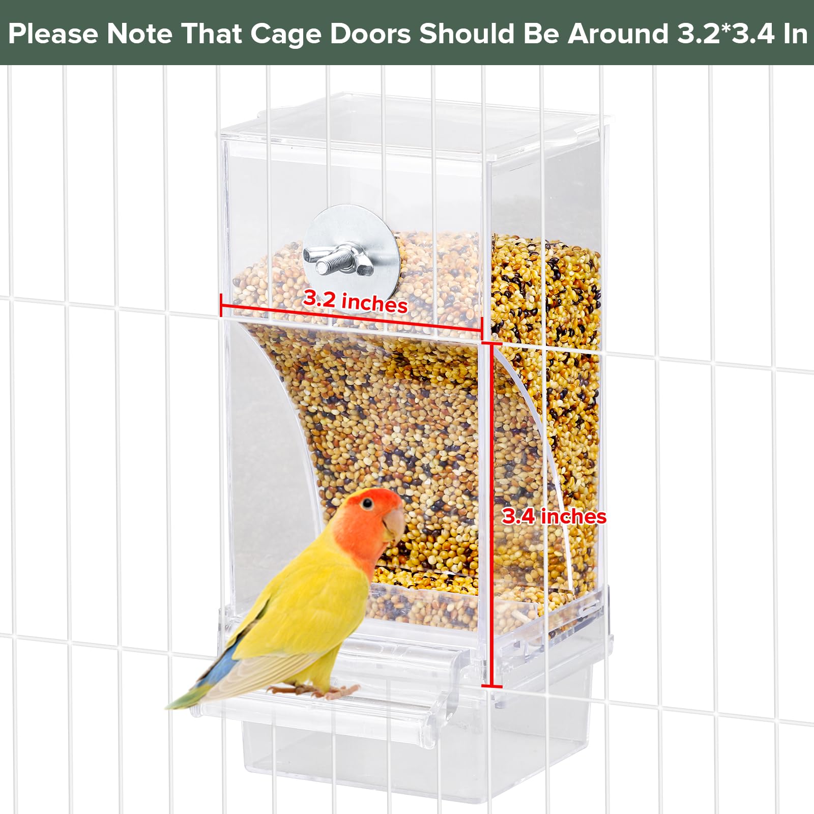 Lemtrflo No Mess Bird Feeder Water Dispenser, Parrot Cage Automatic Feeders
