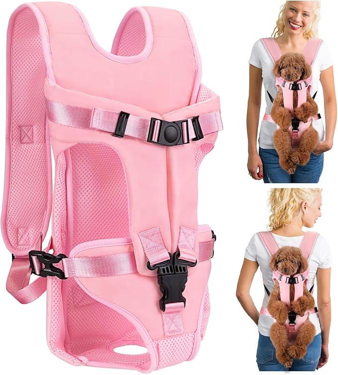 Dog Carrier Backpacks, Adjustable Dog Backpack Carrier, Legs Out Easy-fit Dog Chest Carrier for Medium Small Dogs, Hands Free Dog Front Carrier for Hiking