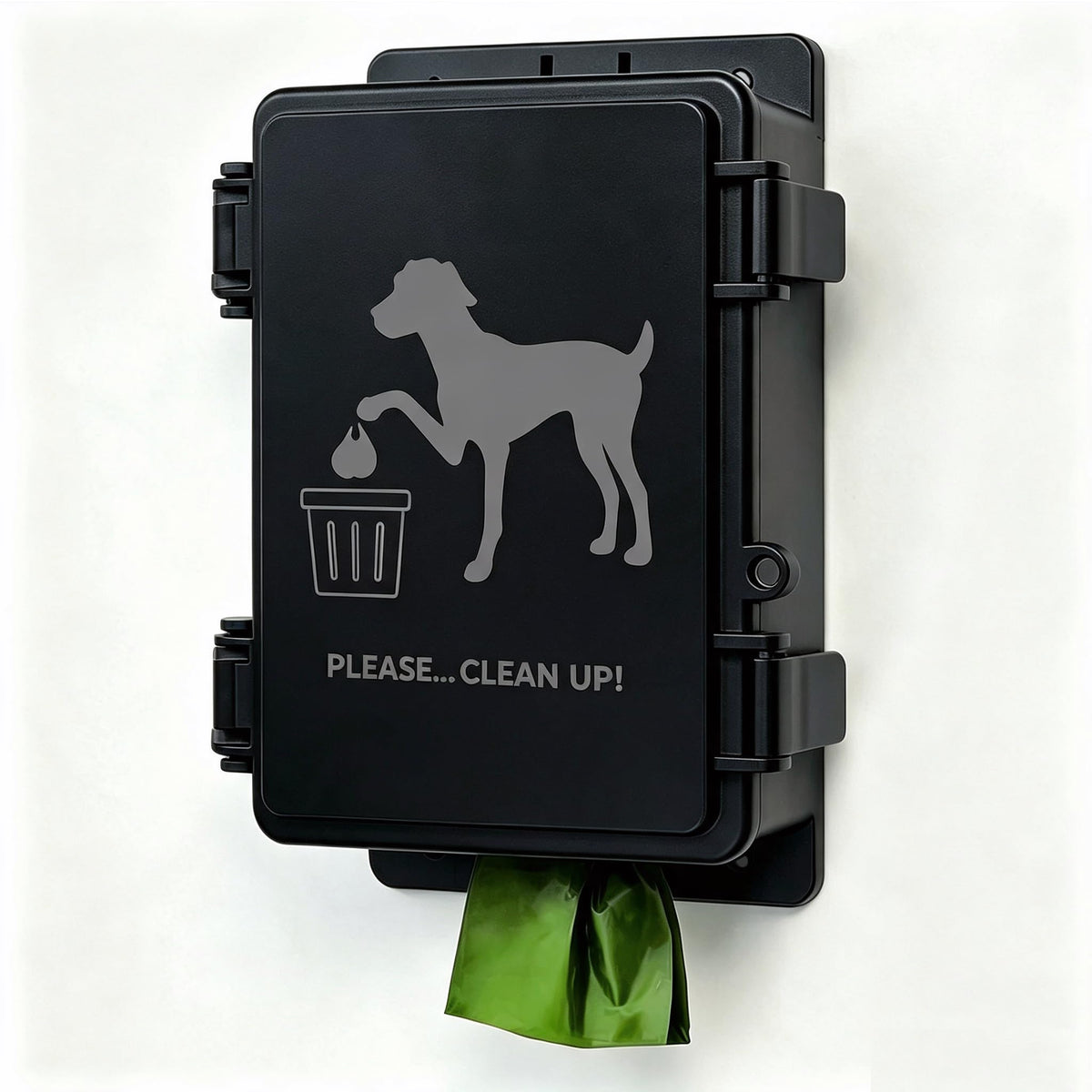 Dog Poop Bag Dispenser Wall Mounted Waterproof Outdoor Pet Waste Bags Dispenser Station with Cute Doggie Poo Images Post, Pole, Fence Mountable fits Home, Porch, Patio, Yard（black,only dispenser)