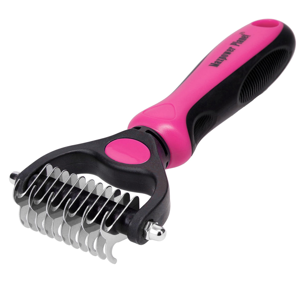 Maxpower Planet Pet Grooming Brush - Double Sided Dematting Undercoat Rake for Dogs and Cats, Extra Wide Pet Brush to Reduce Shedding by 95% (Blue, S)