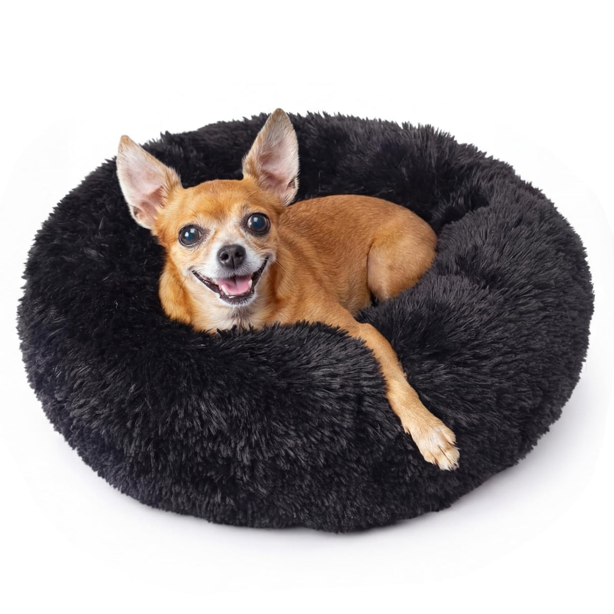 nononfish Round Calming Dog Bed,Plush Donut Pet Bed for Small Dogs
