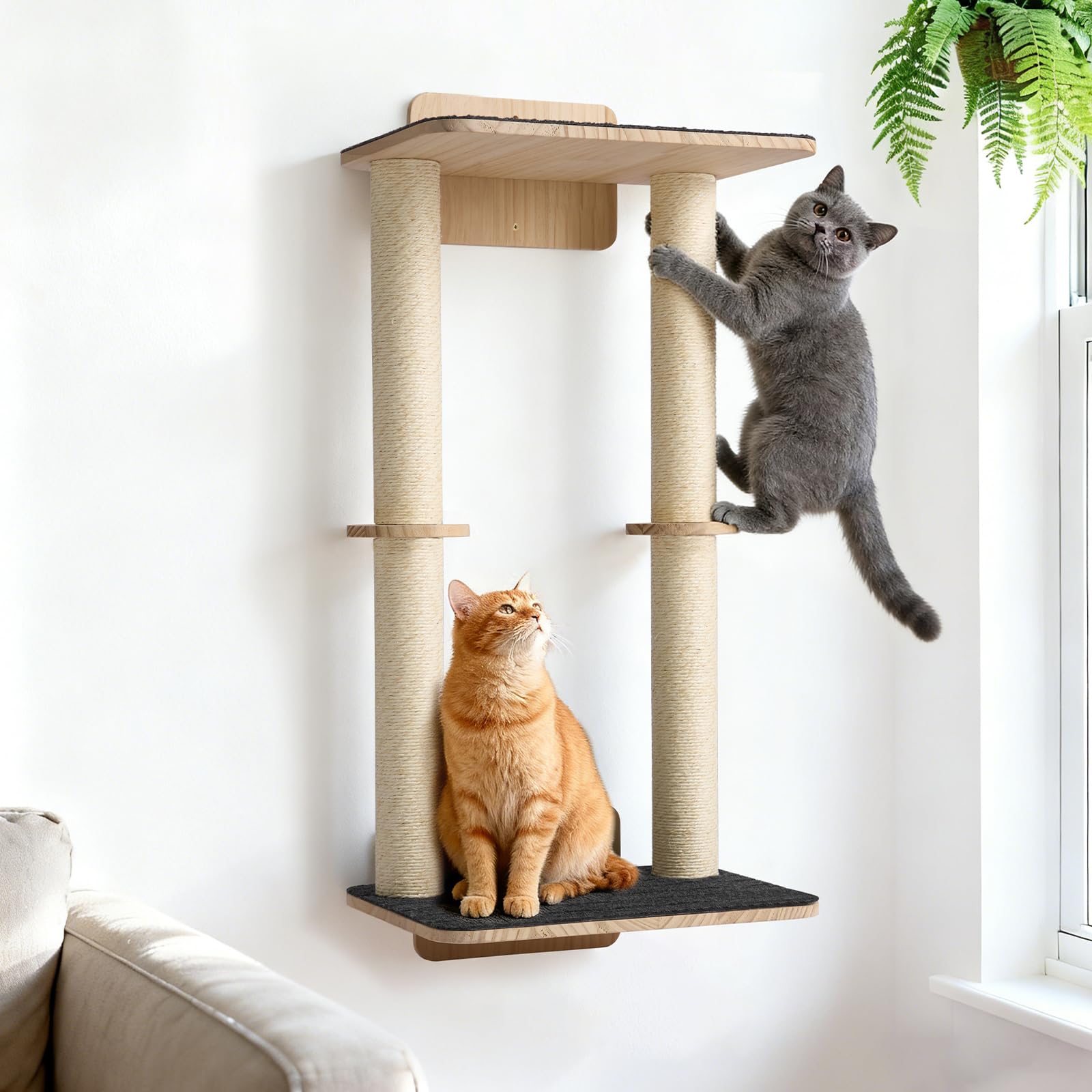 Veehoo Cat Wall Shelves, 28.3" Cat Wall Furniture with Scratcher