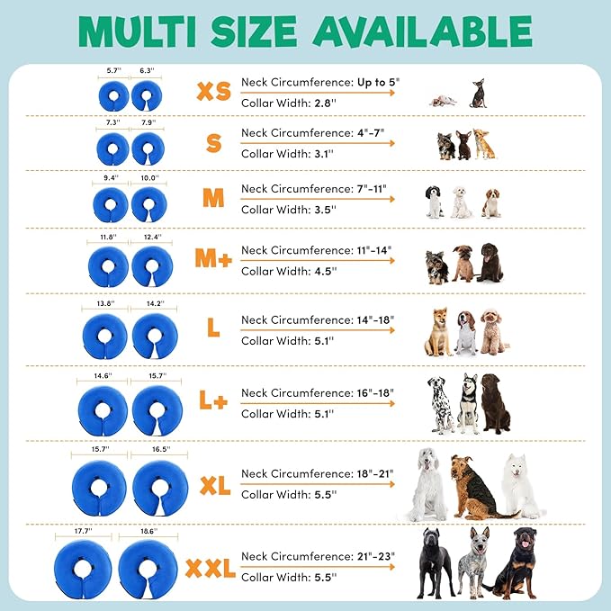 BENCMATE Inflatable Dog Cone Collar Alternative, Soft Dog Cone for Small Medium Large Dogs and Cats, Neck Recovery ECollar Donut Collar After Surgery (Medium, Flag)
