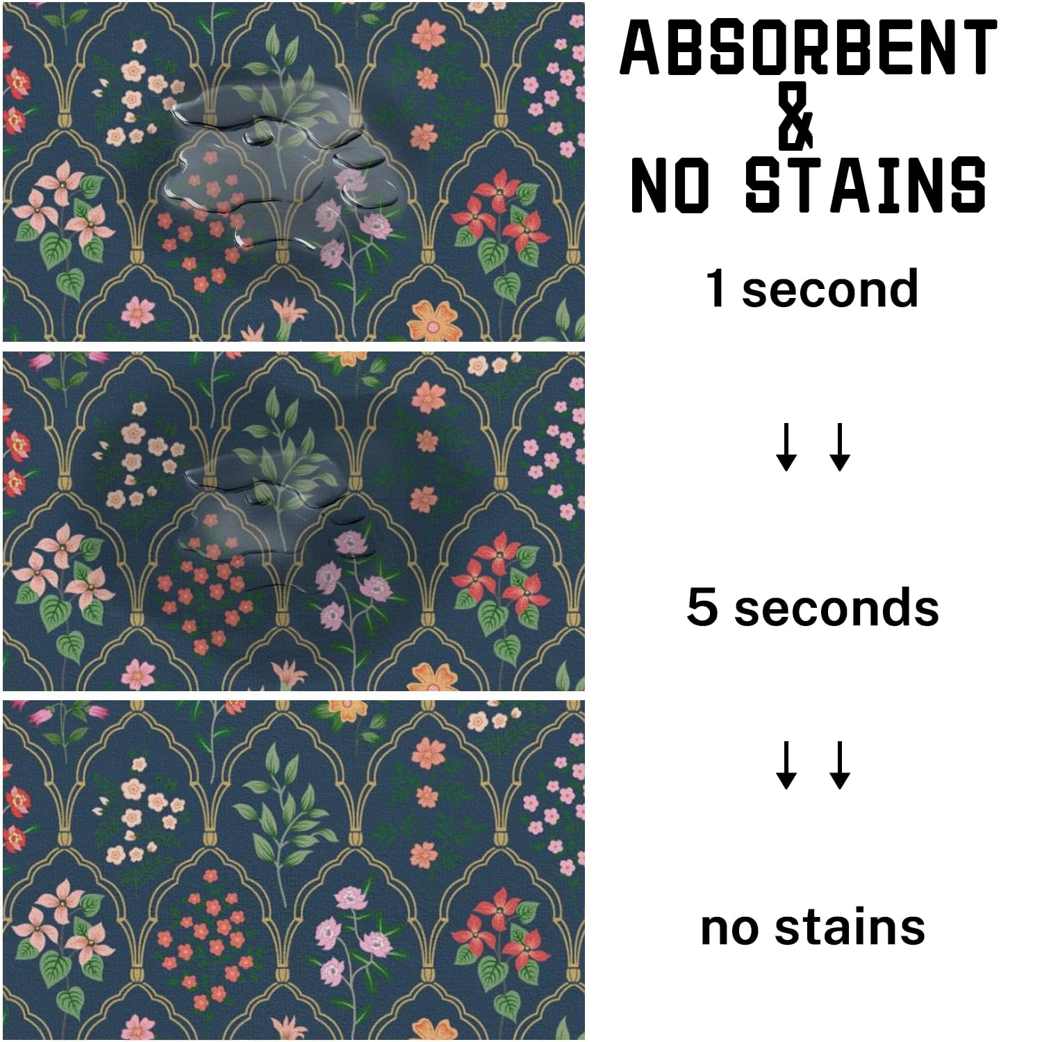 Absorbent Pet Dog Bowl Mat for Food and Water, Pet Cat Food Feeding Mat with Non Slip Rubber Backing, Dog Food Mats for Floors Waterproof, 12"x20"