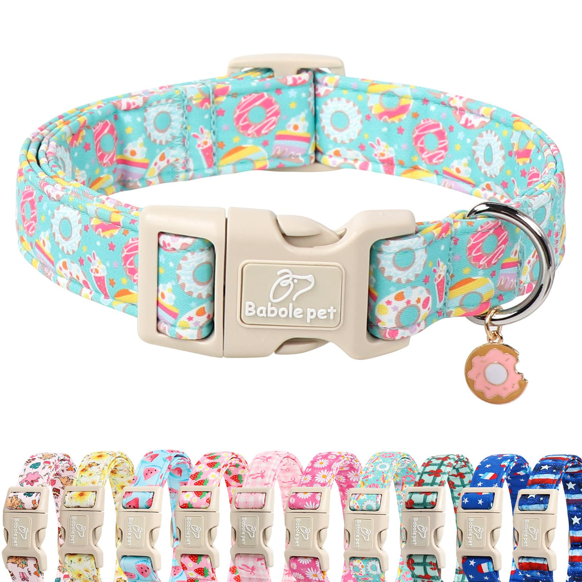 Babole Pet Christmas Dog Collar - Cute Pink Cozy Christmas Puppy Collar with Safety Buckle, Soft Adjustable Holiday Dog Collars for Small Medium Large Dogs S