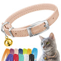 Soft Leather Cat Collar with Safety Elastic Strap