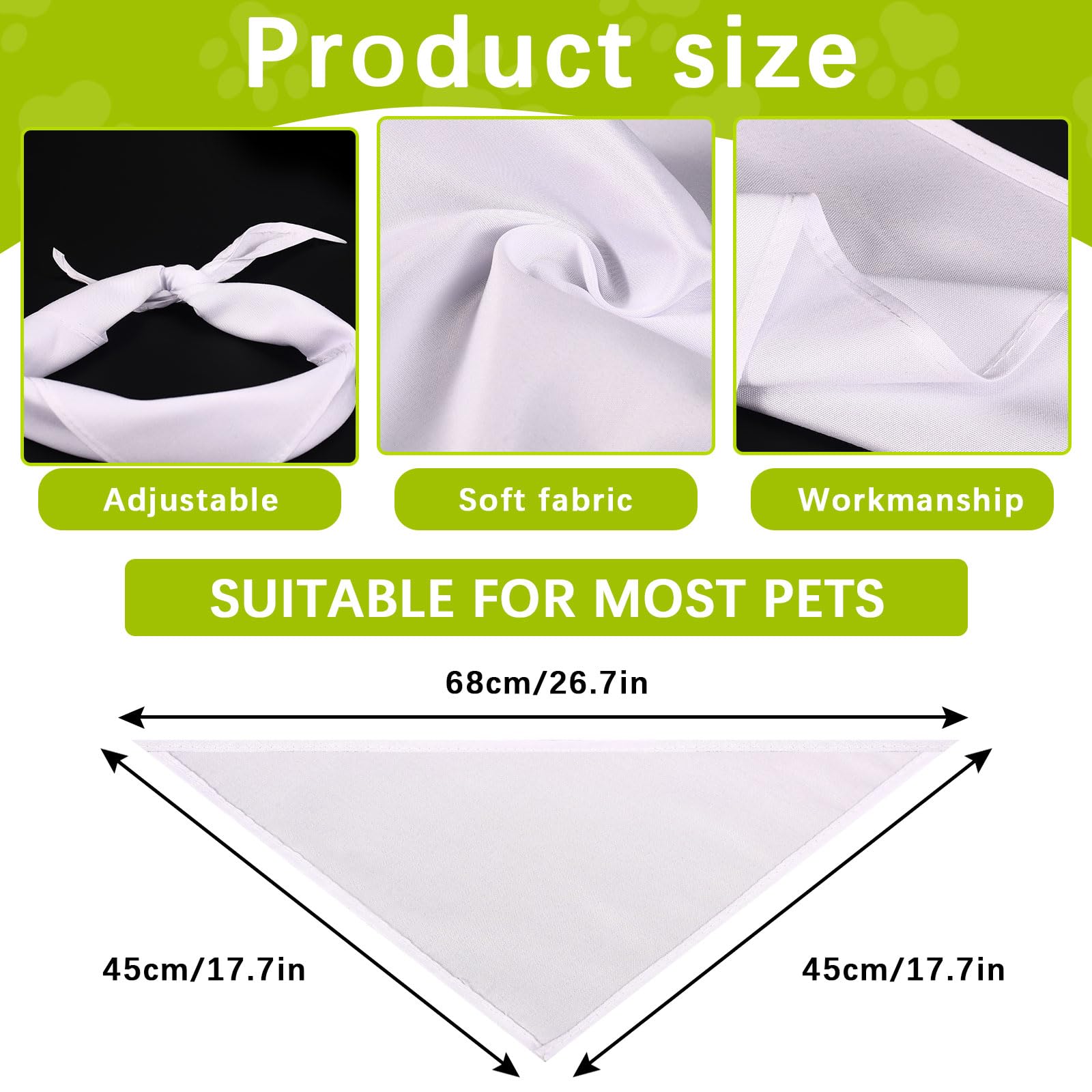 30 PCS Sublimation Blank Dog Bandana,DIY Custom Holiday Dog Scarf, Sublimation pet Triangle bib Handkerchief Accessories Tags Blanks Bulk