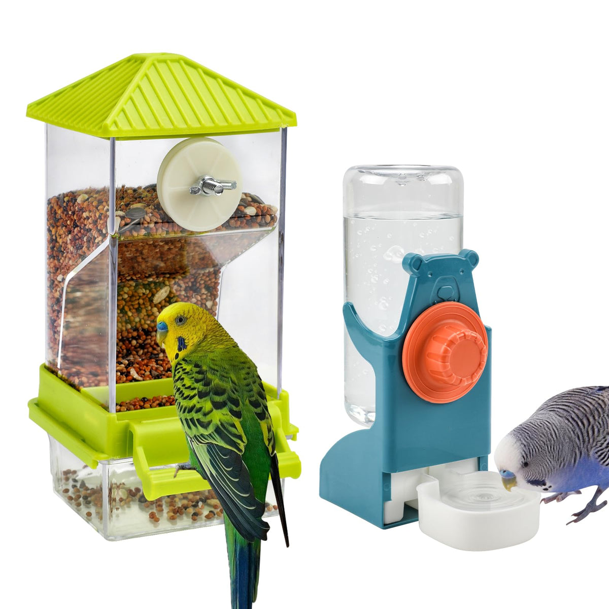 Rypet No-Mess Bird Feeder and Water Dispenser Set for Small Birds