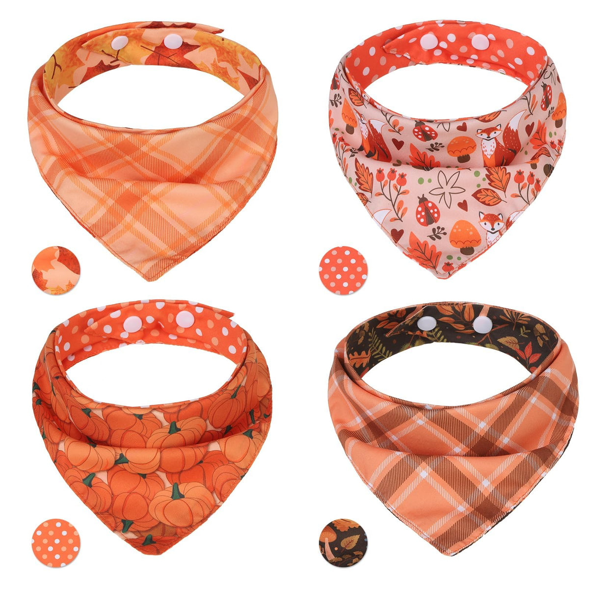 PAWCHIE Dog Cooling Bandana Small, 4 Packs Ice Cool Pet Triangle Scarf Bibs Reversible Styles, Summer Adjustable with Two Snaps, Kerchief Set Accessories for Dogs, Puppy, Cats