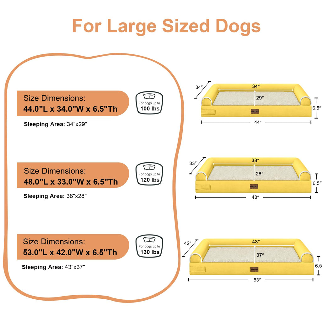 NANUYA Orthopedic Dog Bed for Jumbo Dogs, 53 x 42 Inch, Ginger