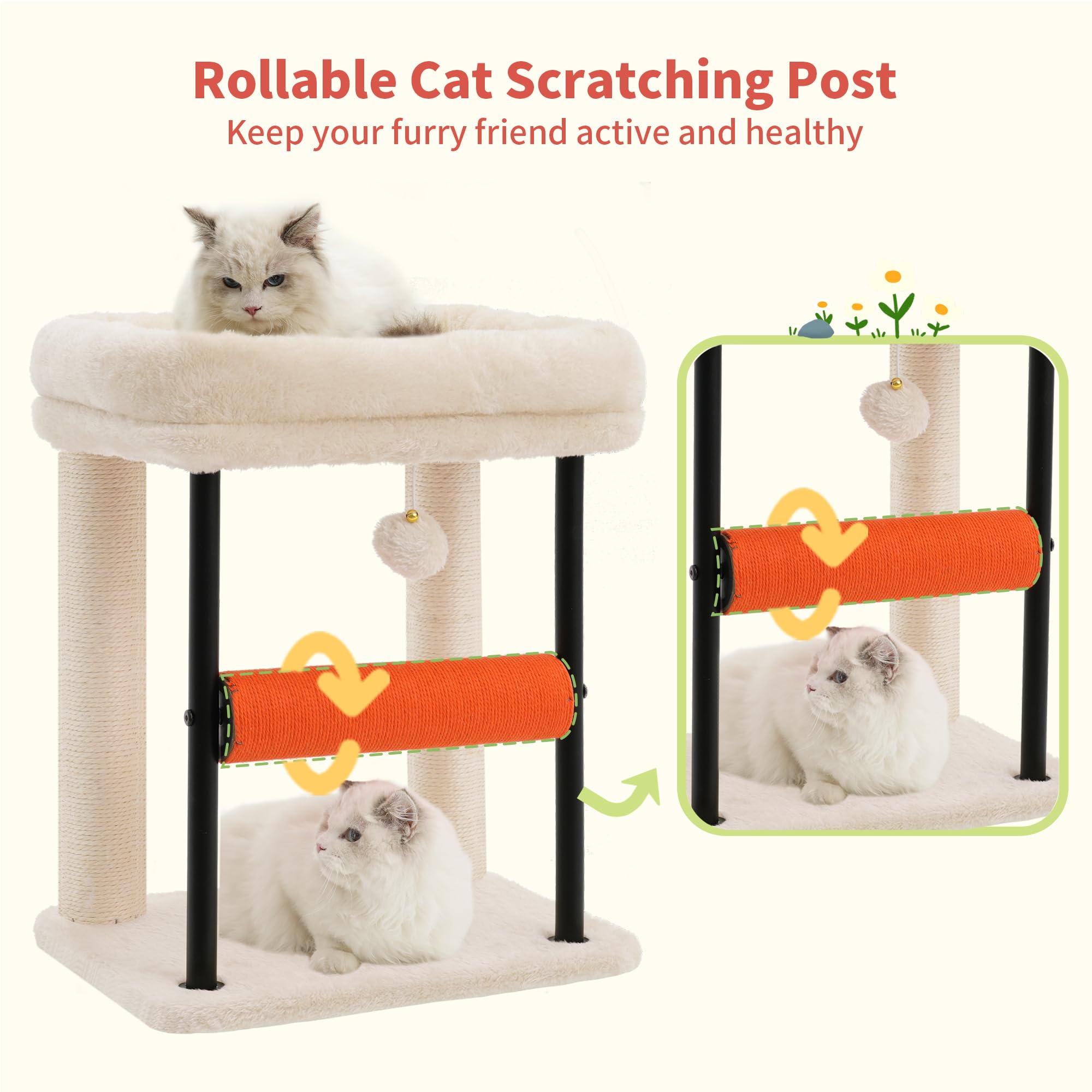 Hey-brother Cat Tree, Sturdy Tower with Sisal-Wrapped Columns, MPJ010SM