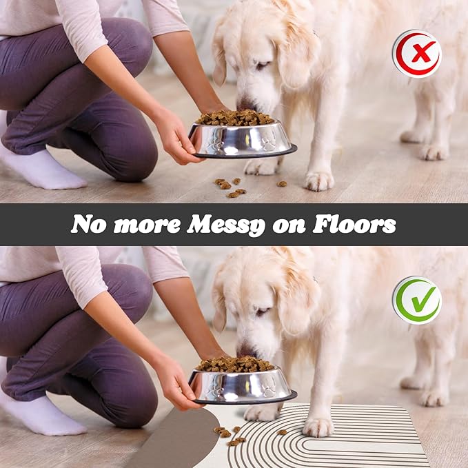 Dog Food Mats,Cat Absorbent Water Bowl Feeding Mats Pet Placemats for Food and Water Brown Bohemia 12 * 20 inch