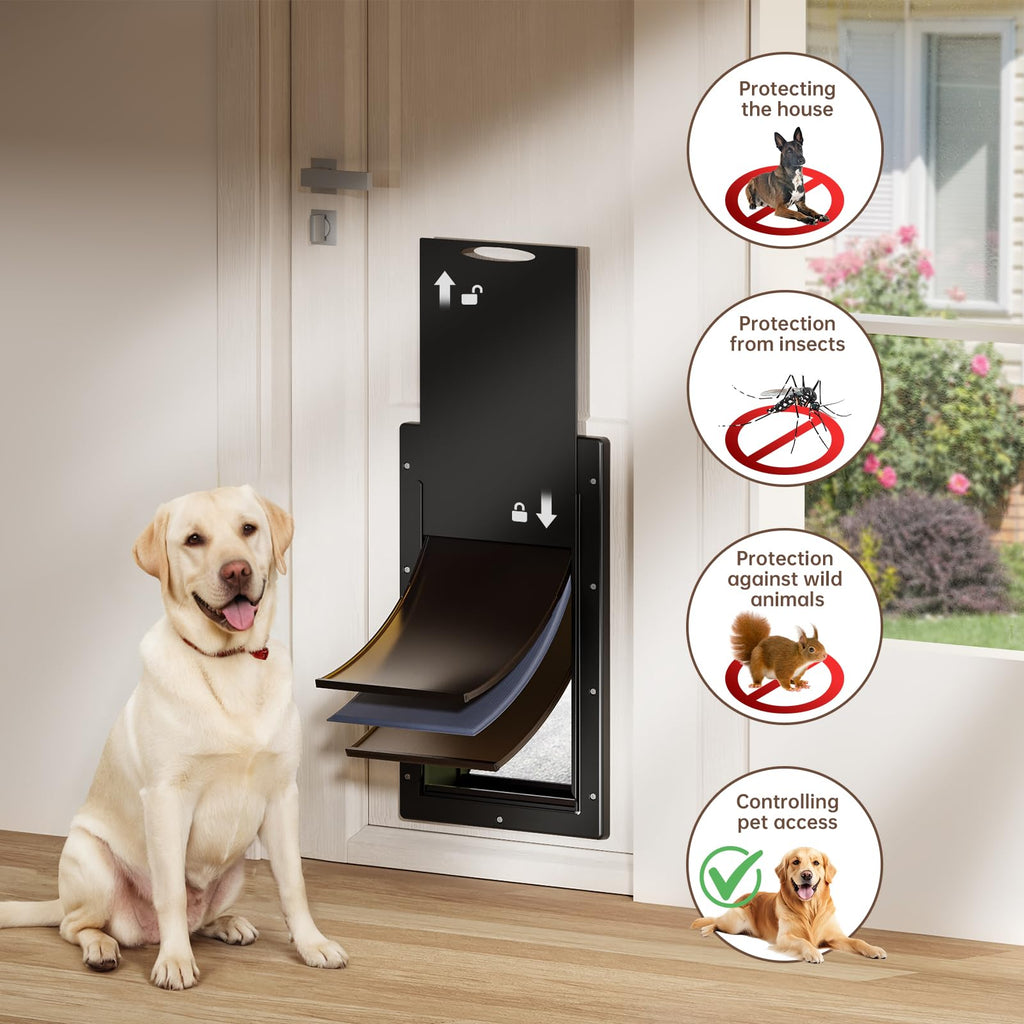 PETCOMING 3-Flap Plastic Large Dog Door for Door, Pets Up to 100 LB