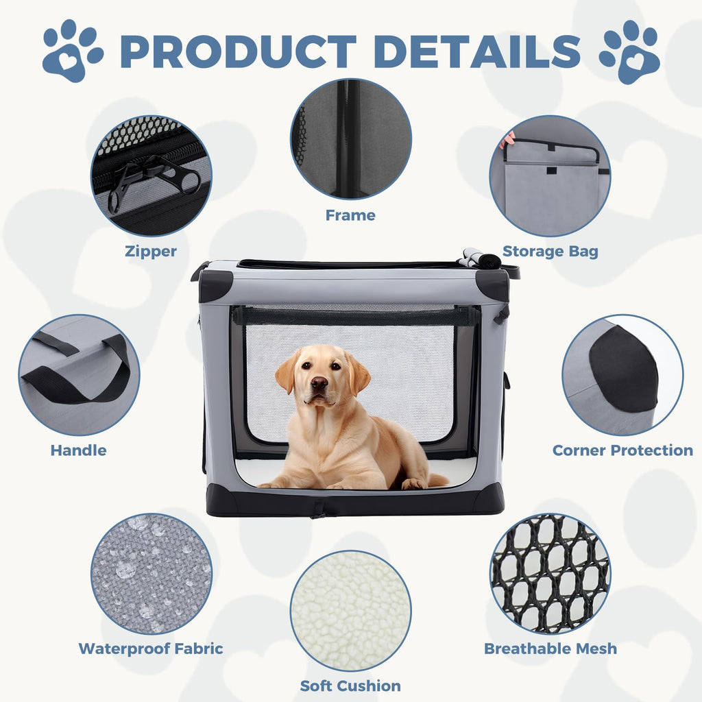DUMOS Soft Dog Crate 24 Inch, Small Foldable Outdoor Cat Carrier