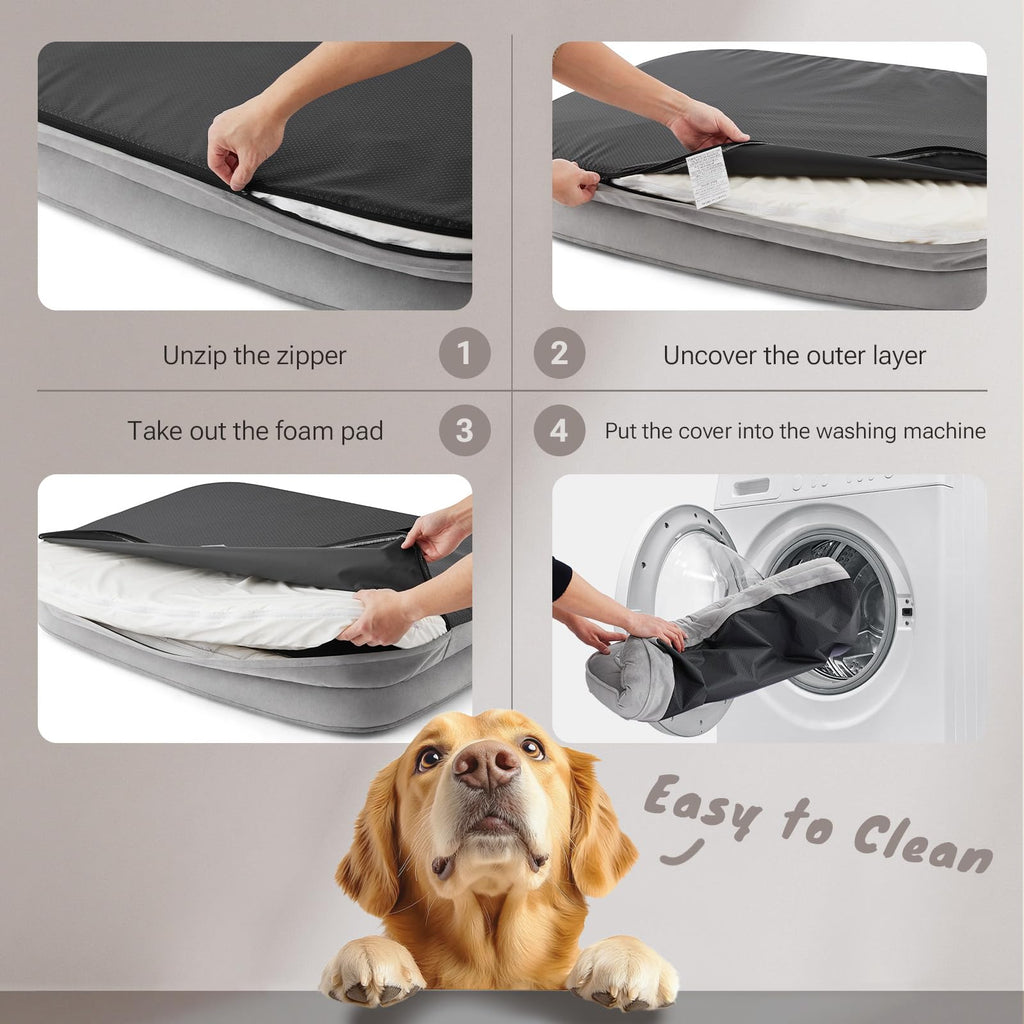 Soft Touch Orthopedic XL Dog Bed for Large Dogs with Faux Fur Top, Waterproof Pet Couch Bed with Removable Washable Cover and Supportive Foam Filling (Grey, Extra Large)