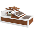 PawHut 3- Room Tortoise House Habitat with Balcony & 2 Stories, Indoor/Outdoor Wooden Tortoise Enclosure with Ladder, Tray, Openable Roof, Large Reptile Cage, 44" x 25. 5" x 23", Coffee