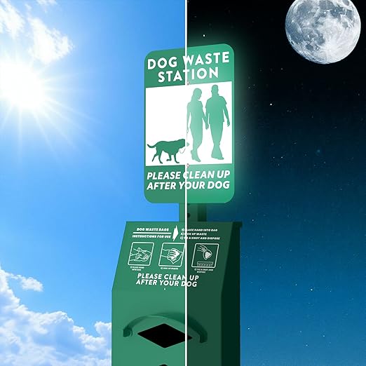 POCHAR Rust-Proof Aluminum Outdoor Dog Waste Disposal Station for Pet Parks