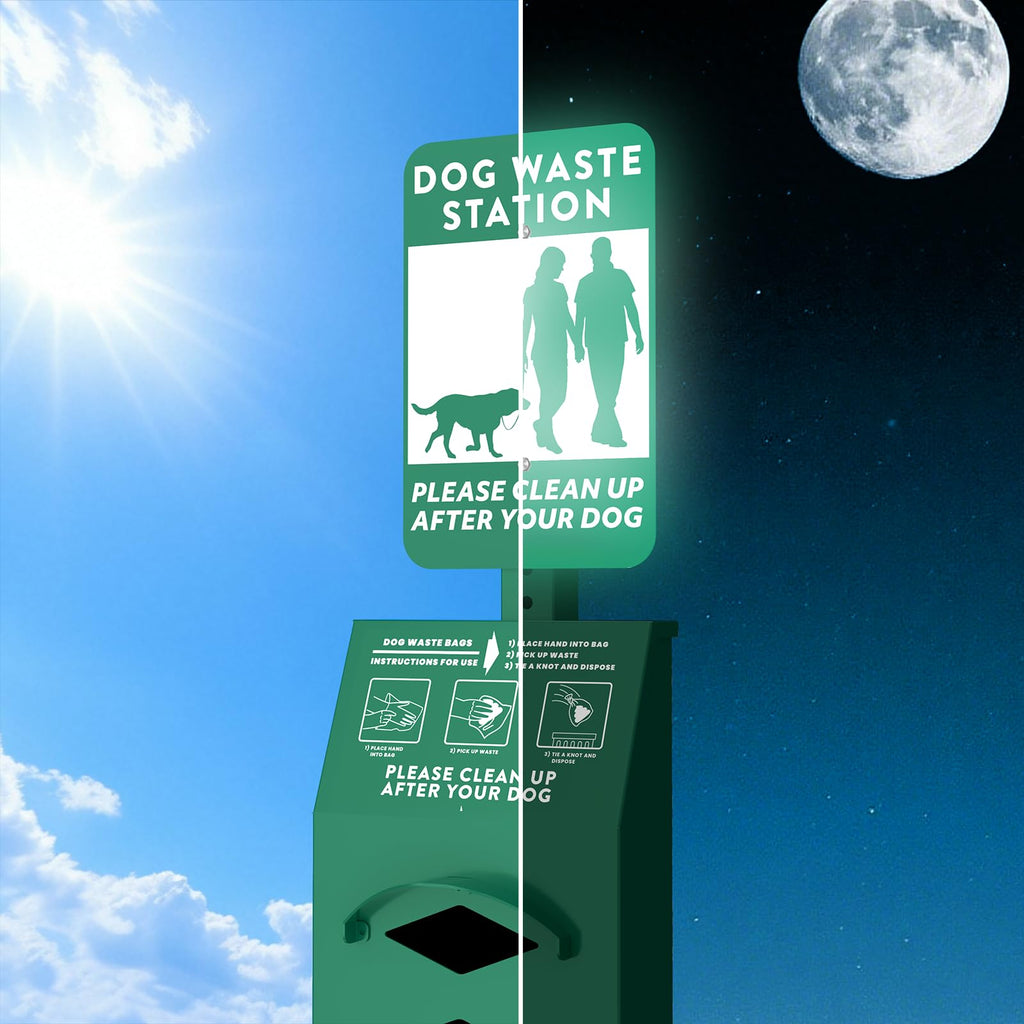 POCHAR Aluminum Outdoor Dog Bag Dispenser with Pick Up Sign for Pet Waste