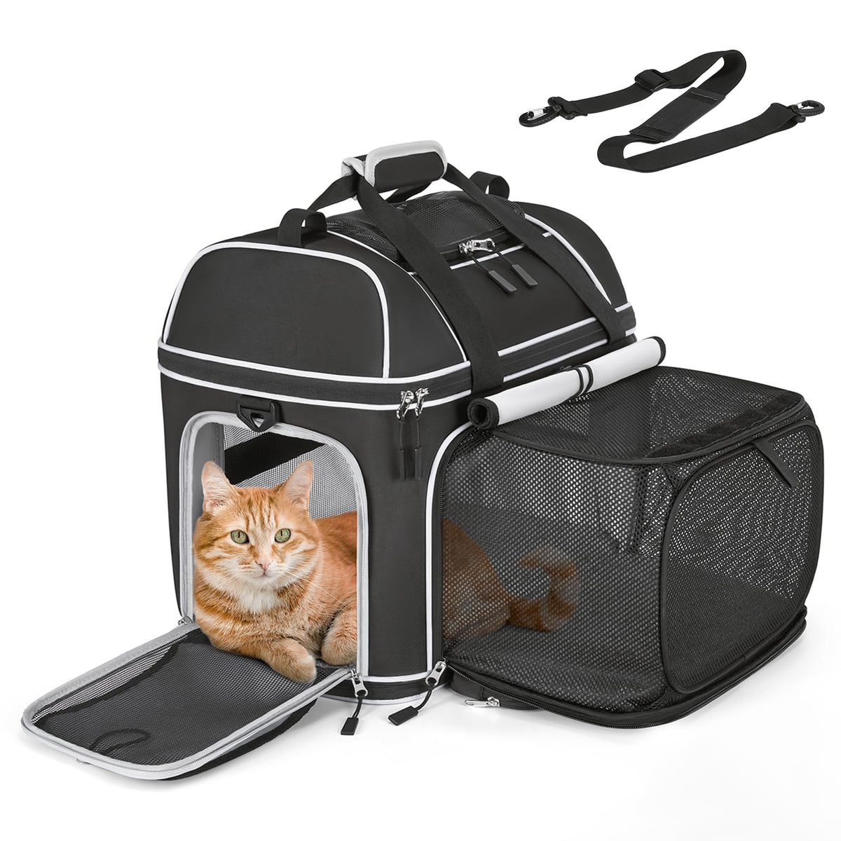Expandable Cat Dog Carrier: NOBLE DUCK Soft-Sided Pet Carrier Airline Approved Large Small Medium Collapsible Portable Travel Up to 25 Lbs Grey