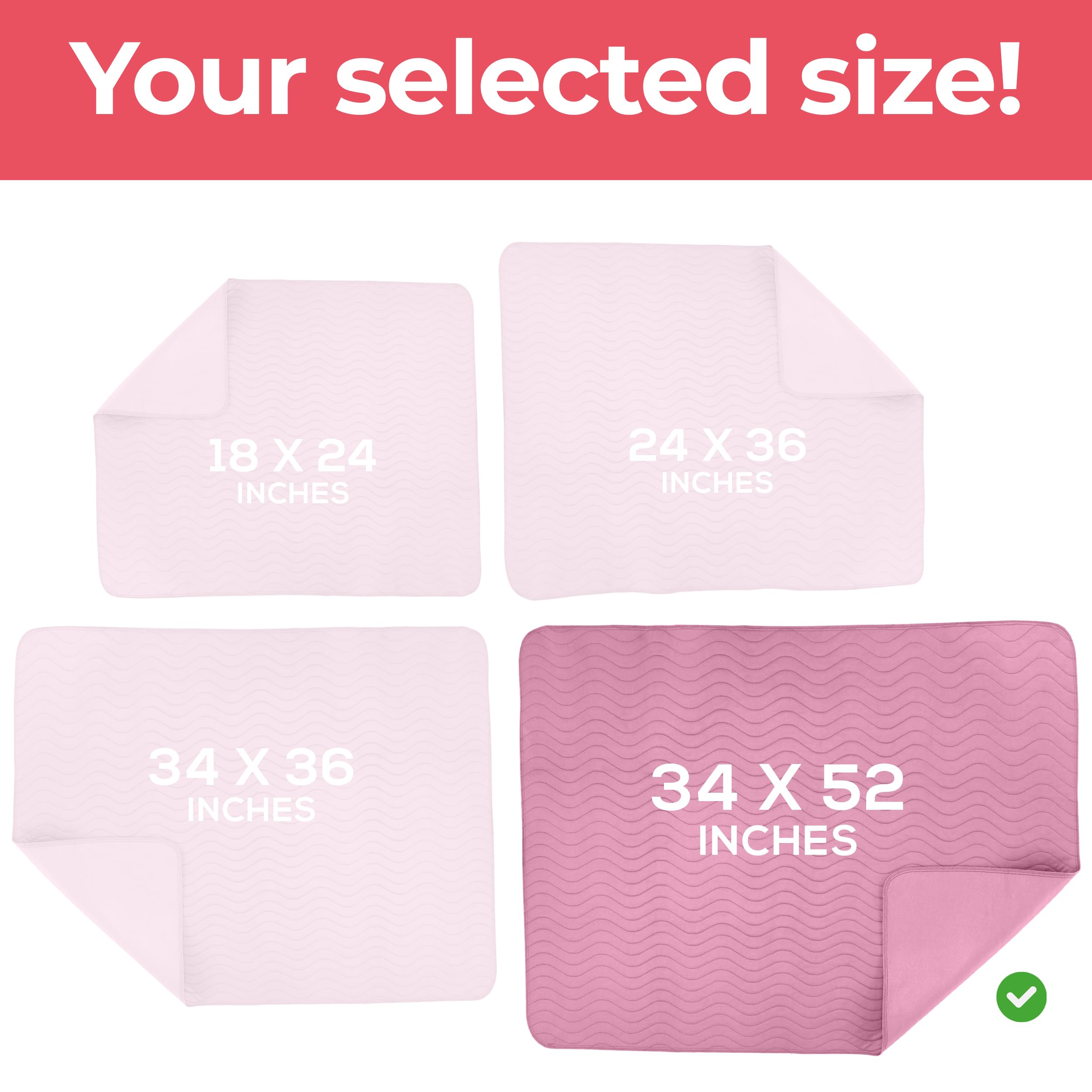 4 Pack Waterproof Reusable Heavy Absorbency Incontinence Bed Pads 34"x52"