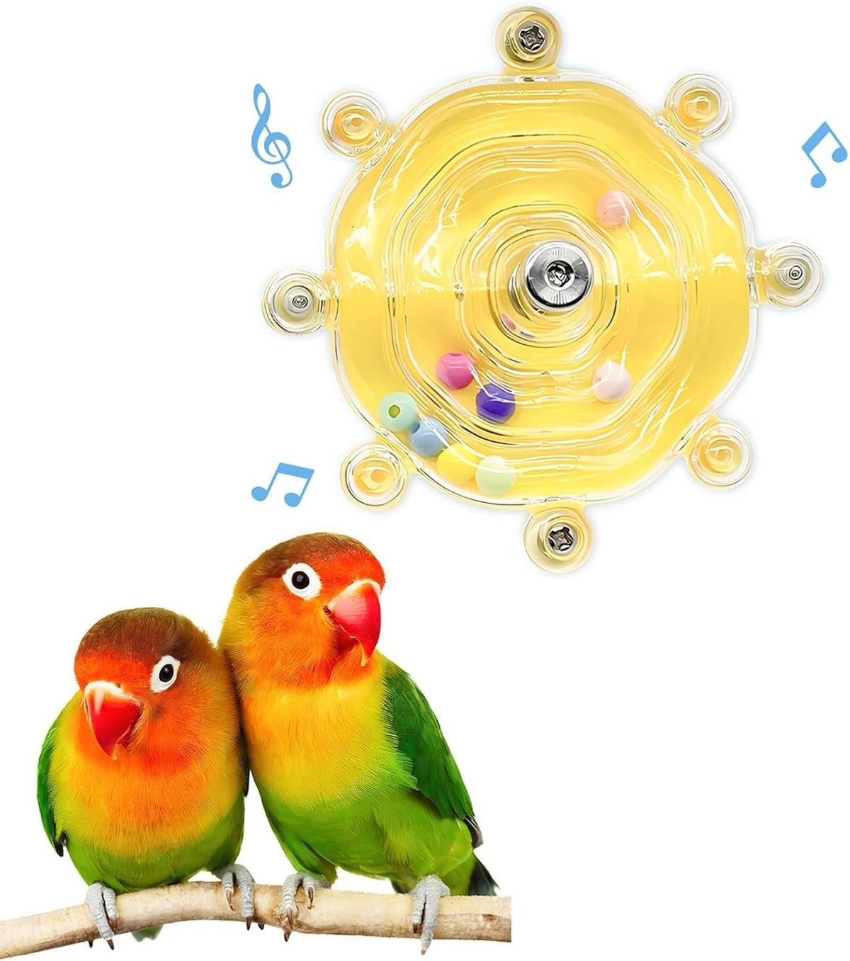 Jevnd 2Pcs Innovative Bird Toy with Mirror, Spinner Toy with Rustling Beads