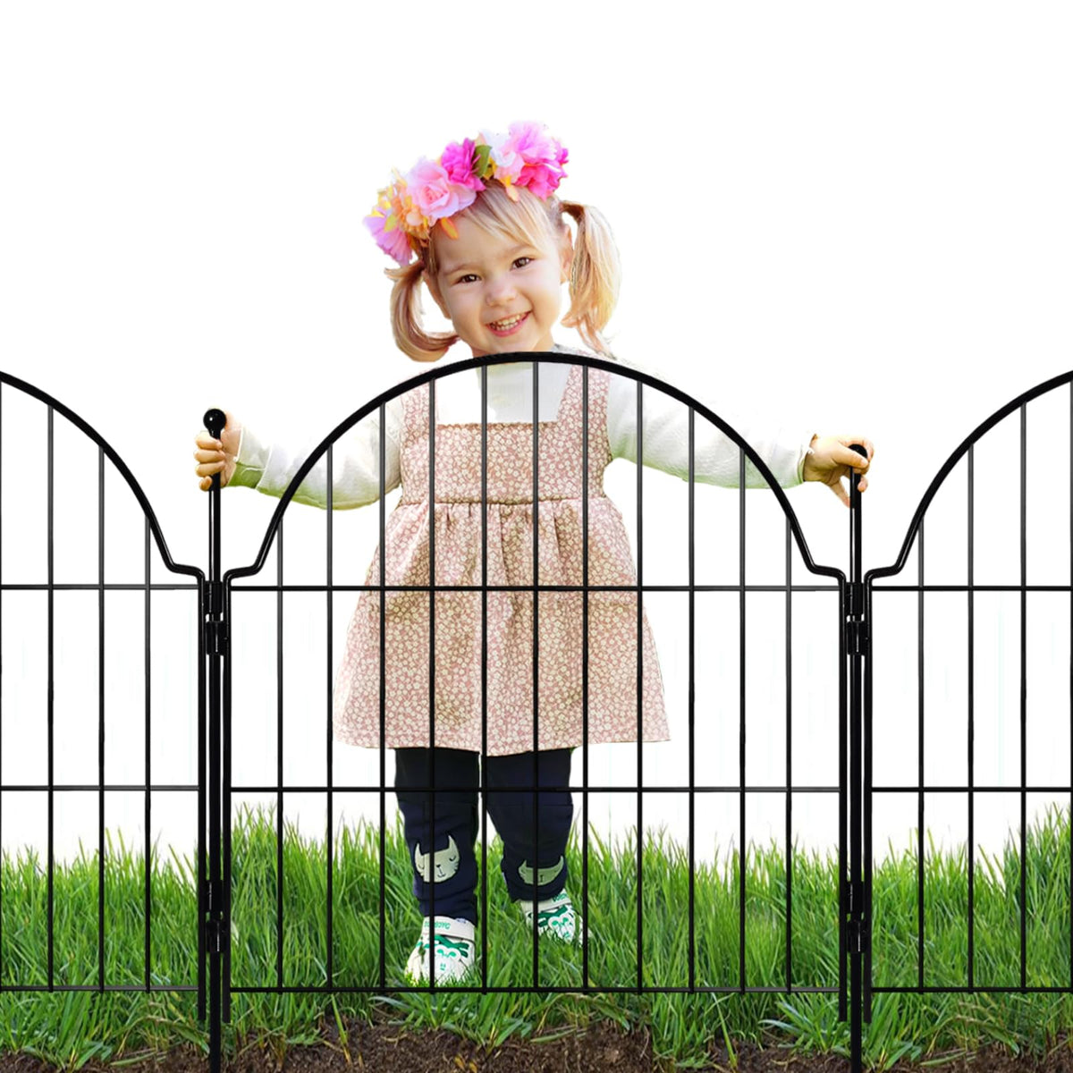 10 Panels No Dig Decorative Garden Fence for Yard, 24in(H) x 20ft(L), White
