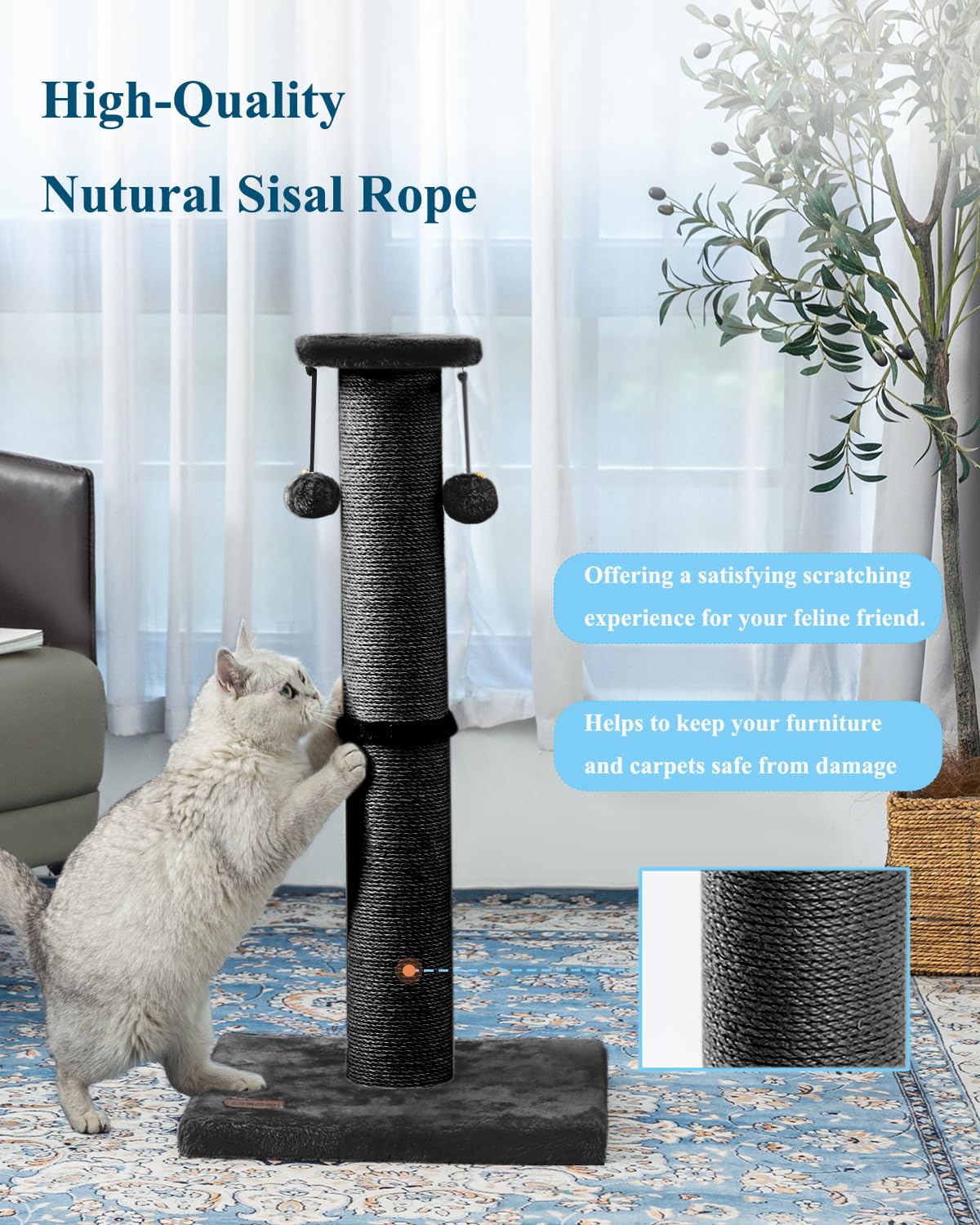Kilodor 34Inch Tall Cat Scratching Post for Indoor Cats Adults