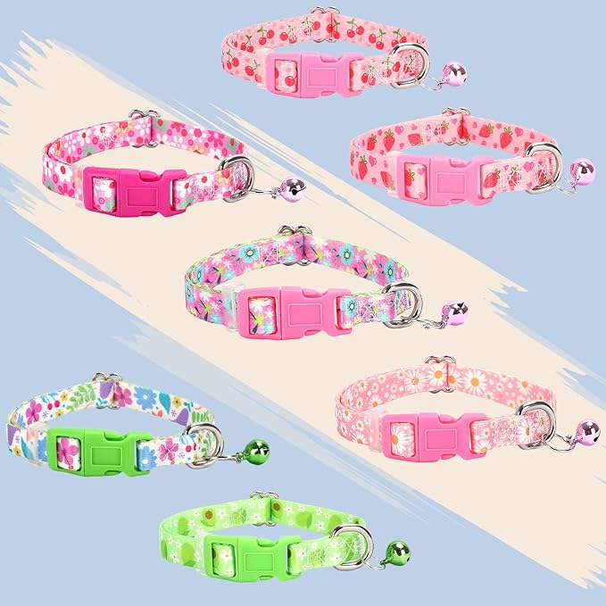 XS Dog Collar with Bell - Durable Nylon Collar for Small Breeds, Adjustable Cute Fruit Pattern Collar for Chihuahua Pomeranian Yorkie, Heavy-Duty for Active Puppies（Cherry XS）