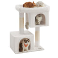 Feandrea Cat Tree, 40.6-Inch Tall Cat Tower, Cute Plush Condo, Cream White