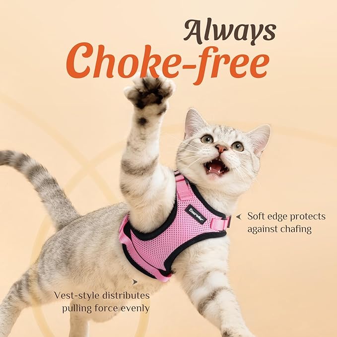 Dooradar Cat Harness and Leash Set, Adjustable and Escape Proof, Xs
