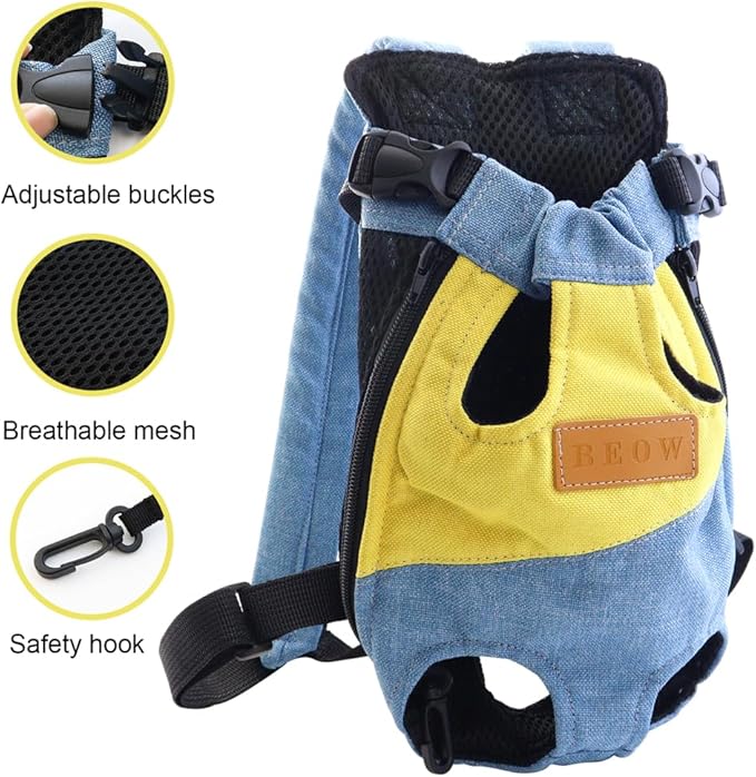 NAIHOD Pet Carrier Backpack, Adjustable Backpack Legs Out Easy-fit Chest Carrier for Medium Dogs Cats Puppies