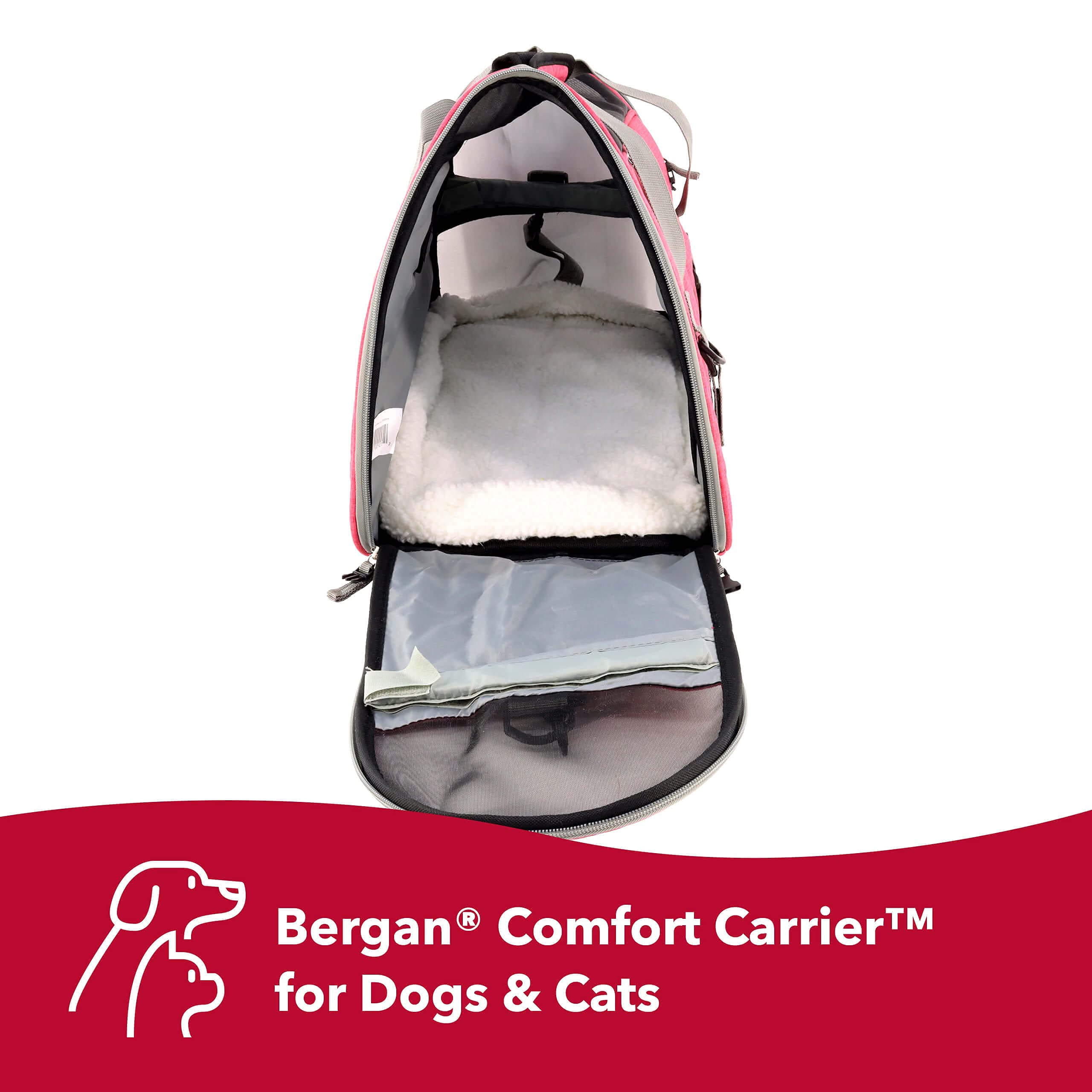 Coastal Pet Bergan Comfort Carrier - Breathable Travel Carrier for Dogs & Cats - Heather Berry, 16" x 8" x 11"