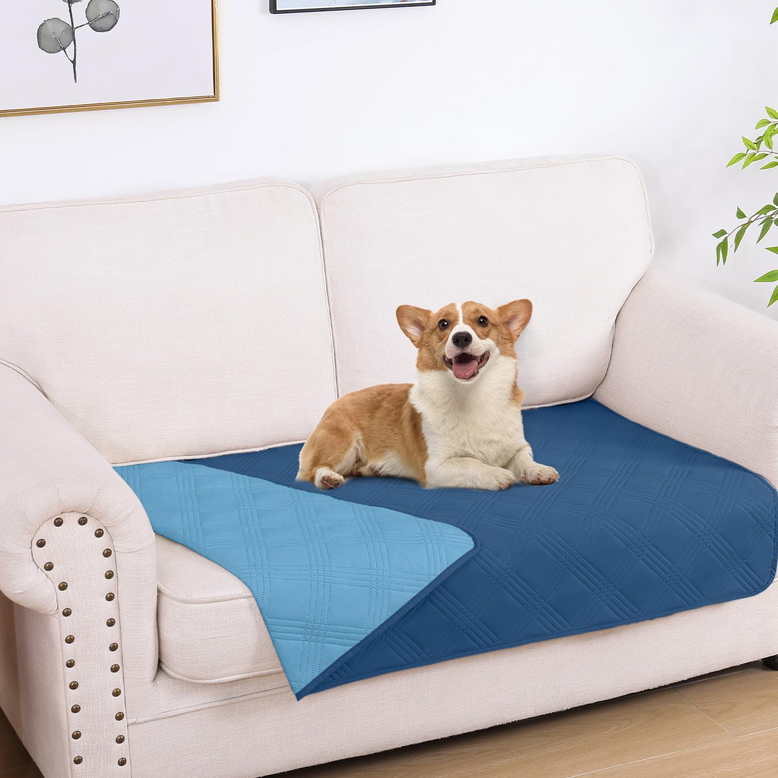 hyha Waterproof Reversible Dog Blanket, Soft Couch Cover for Dogs Washable