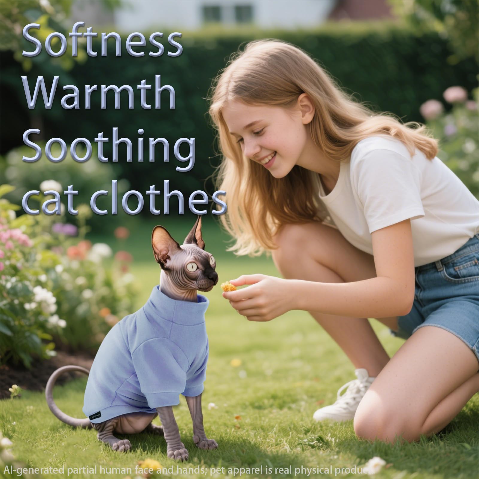 JL WarmPaws Sphynx Cat Clothes Fleece Cats&Small Dogs Pullover Sweater