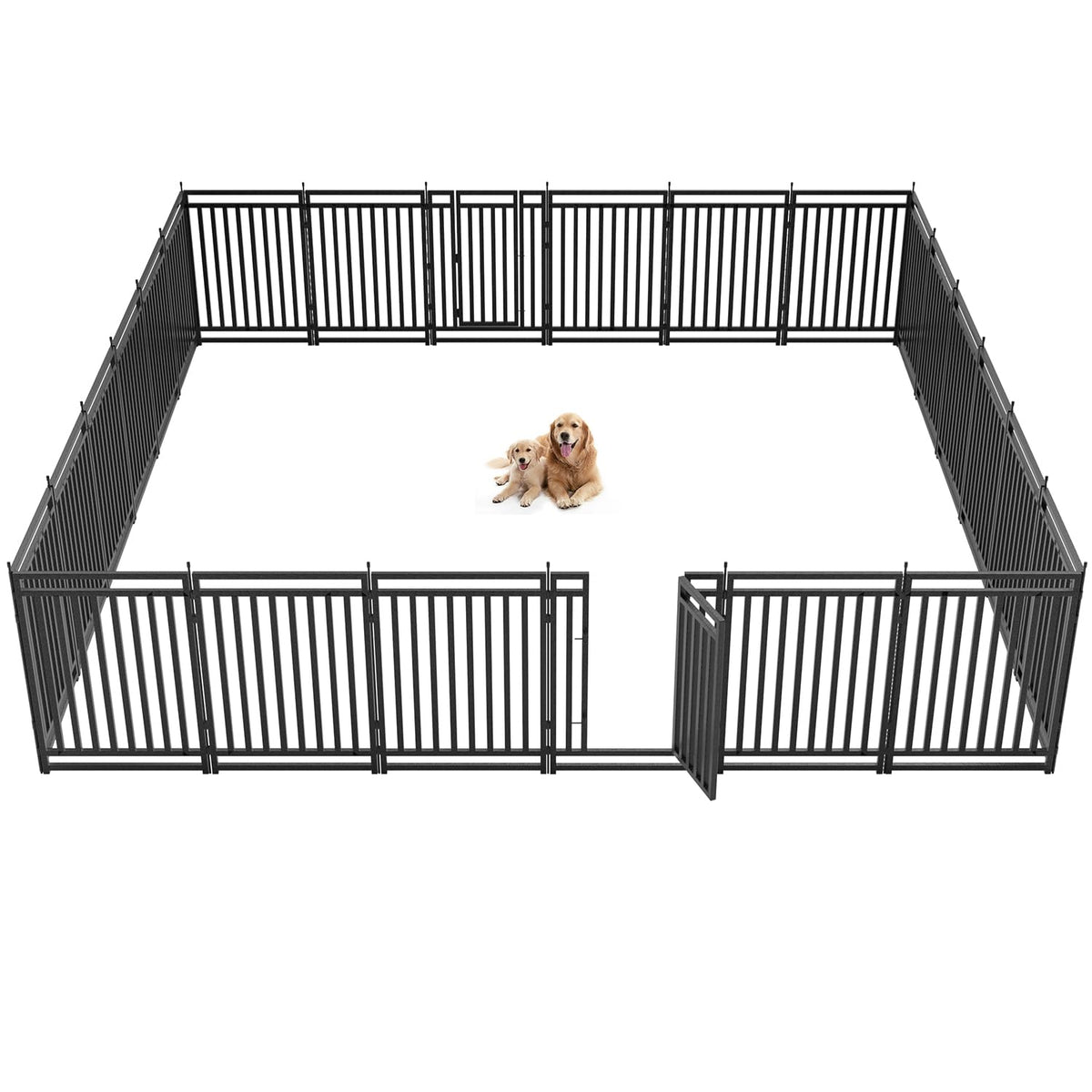 Petorldog Dog Fence Outdoor for Yard Dog Playpen Indoor 40" Height 16 Panels Portable Puppy Playpen Dog Kennel for RV Camping(Black-Silver)
