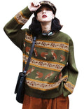YESNO Women Christmas Sweater Graphic Printed Oversized Pullover Sweaters Casual Loose Knit Tops XL S01 CR083