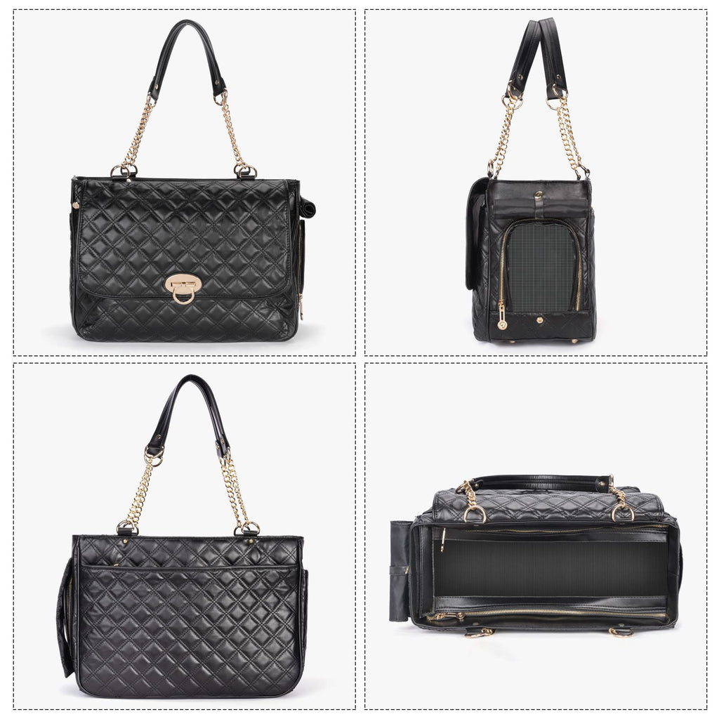 Fashion Pet Carrier Dogs Cat Small Animals Purse Bag, Leather Pet Carriers Dog Puppy Kitten Tote Travel Handbag TSA Airline-Approved