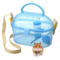 Portable Hamster Cage Syrian Hamster Carry Travel Cage with Water Bottle Food Bowl Adjustable Strap Pet Outgoing Cages for Gerbil Squirrel Guinea Pig Hedgehog Chinchilla