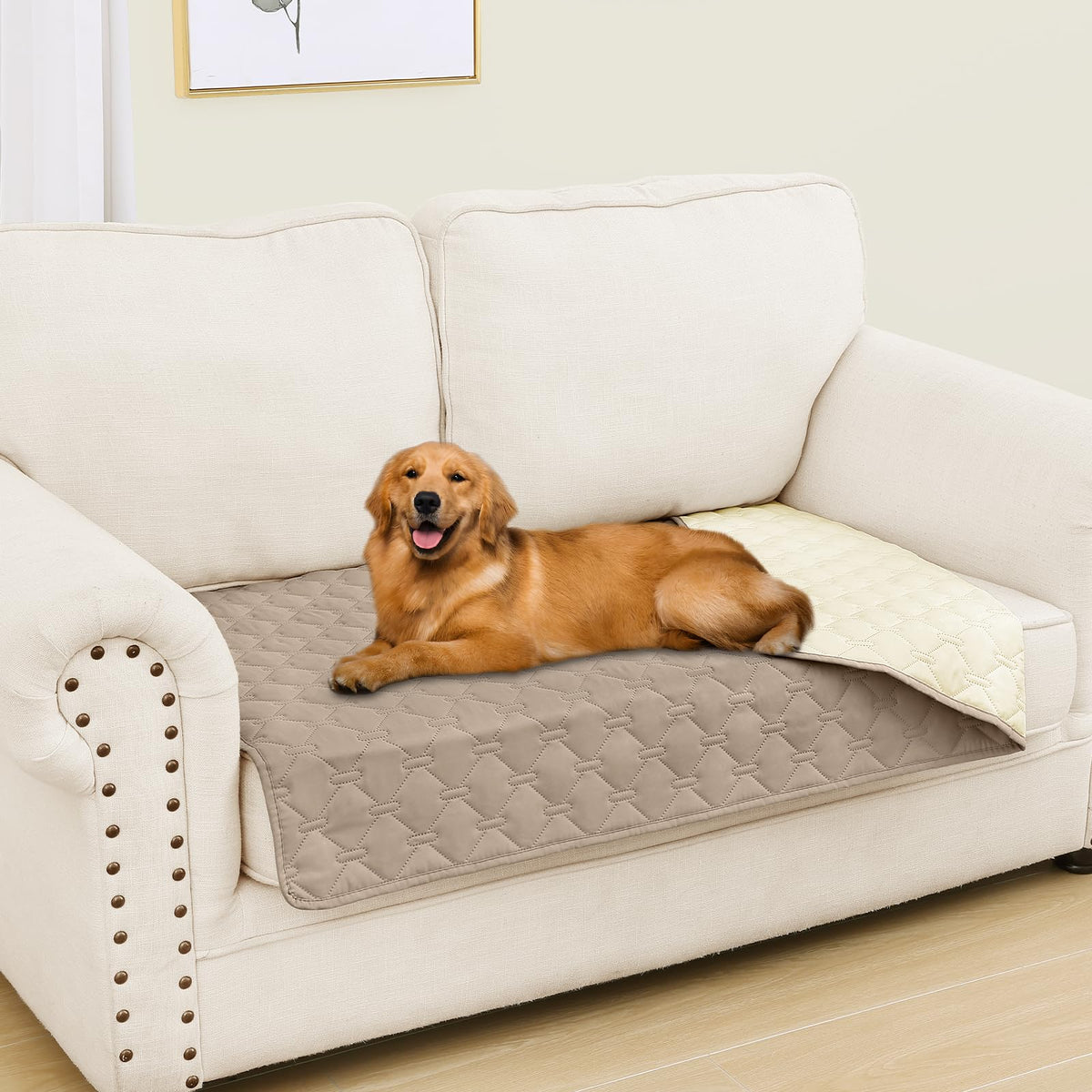 Smiry Waterproof Dog Bed Cover, Reversible Pet Blanket for Sofa Couch