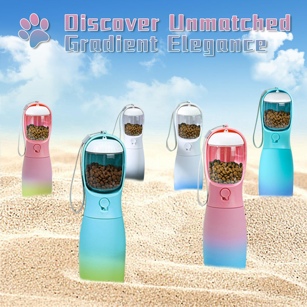 MITOCAPY Dog Water Bottle with Food Container, 19Oz Large Capacity Portable Dog Water Bowl Dispenser, Food Grade New Puppy Essentials & Chihuahua Dog Accessories for Hiking Walking Traveling