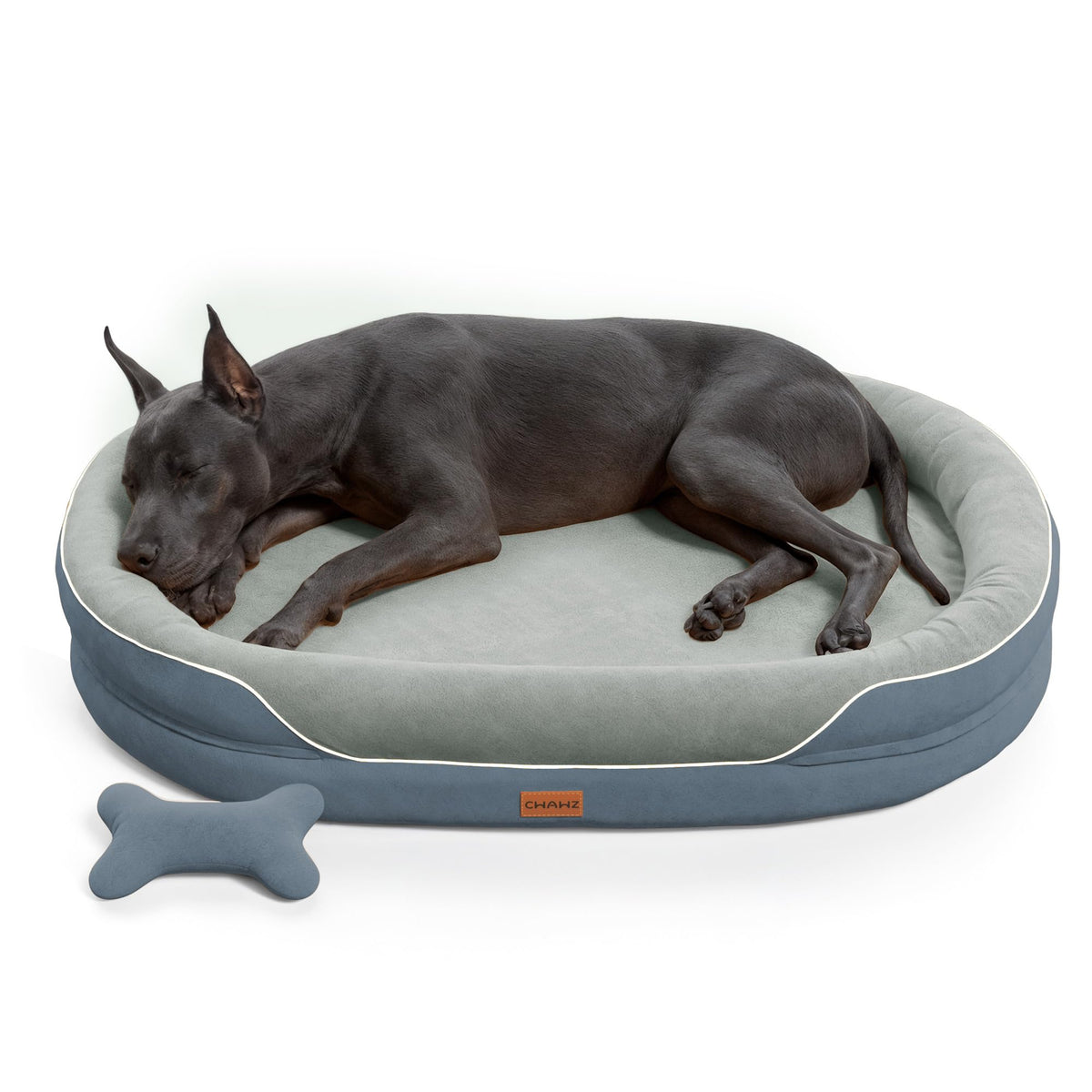 CWAWZ Large Orthopedic Dog Bed, 36 in. Dog Bed for Large Sized Dogs with Full-Surround Bolsters, Dual-Sided Dog Cooling Beds with Memory Foam, Washable Pet Sofa Couch with Nonslip Bottom, Light Grey