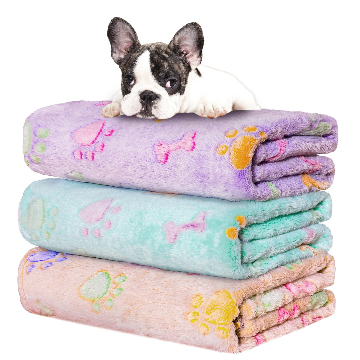 Rezutan 3 Pack Premium Soft Dog Blanket for Medium Dogs Puppy & Cat